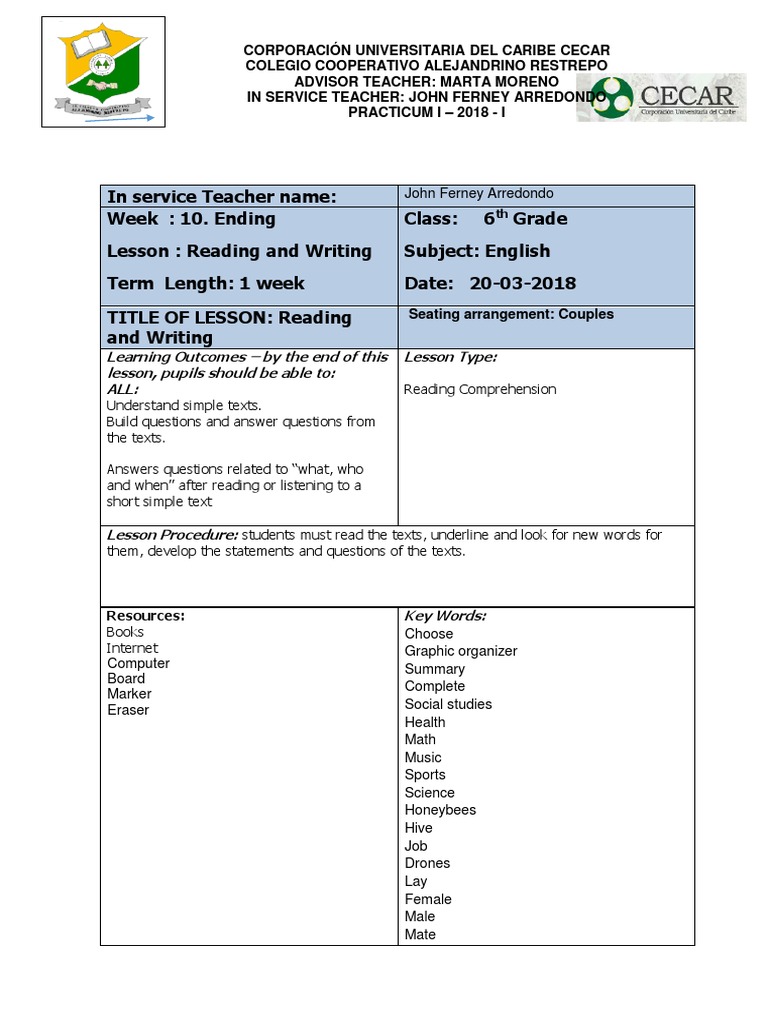 U1 Forum 3 - Lesson Plan Developed | PDF | Lesson Plan | Homework