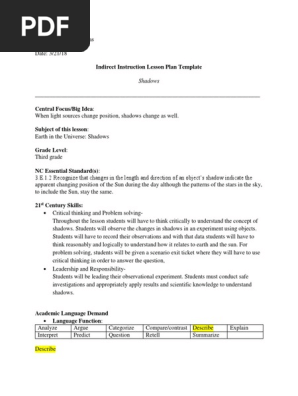 3221-002 shadows lesson plan dv