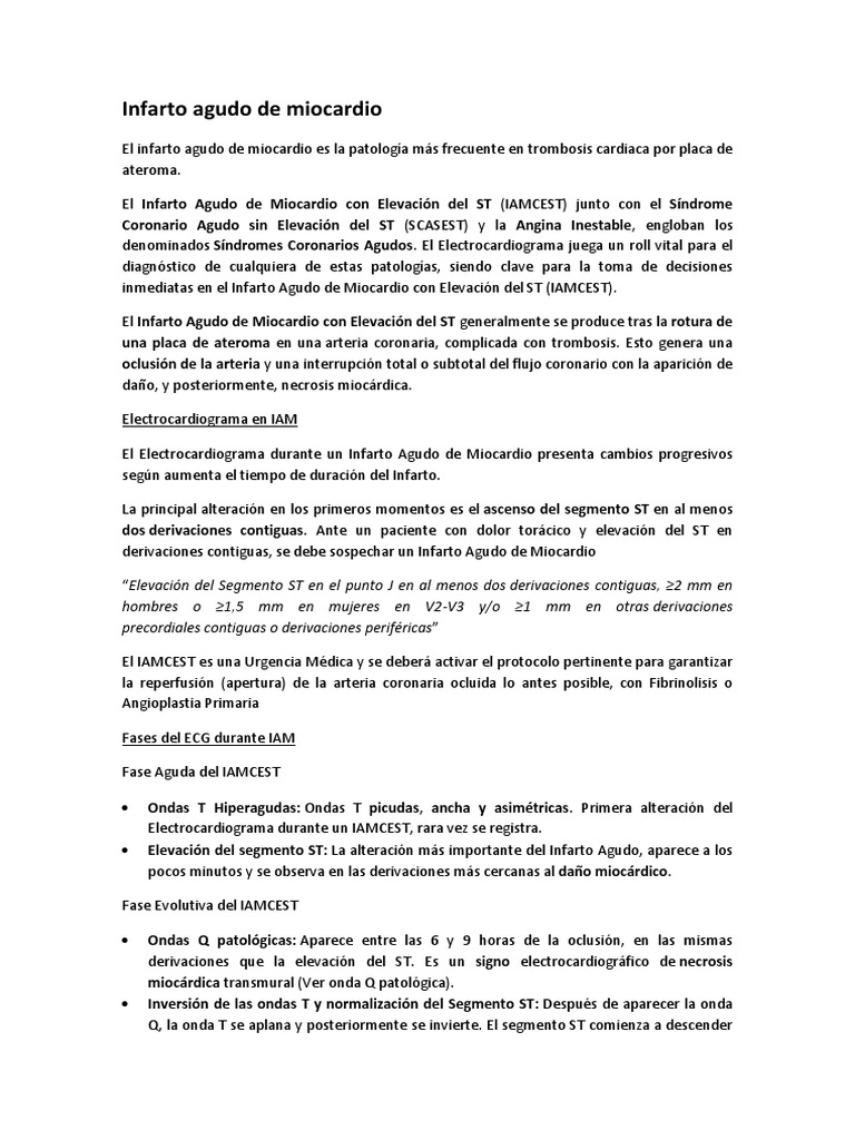 Criterios y diagnóstico del IAMCEST | PDF | Infarto de miocardio ...