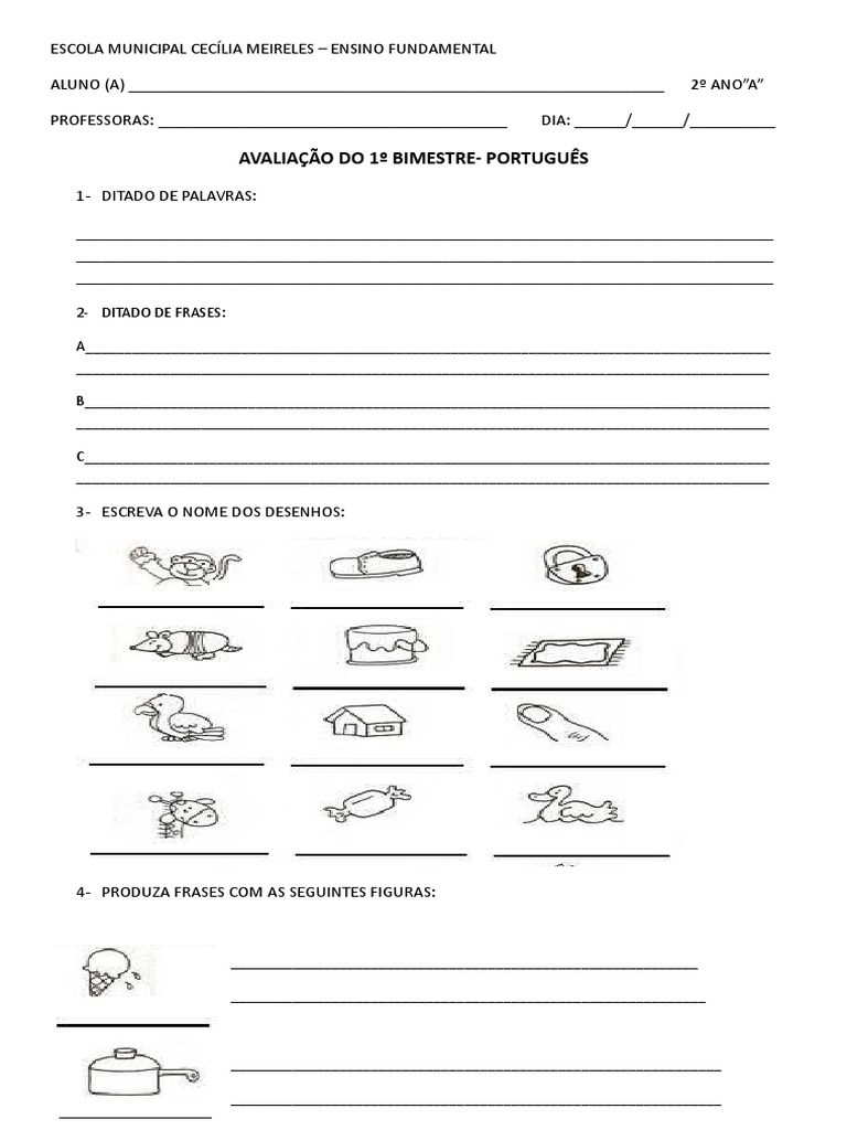 Avaliação de Português 2º Ano - 1º Bimestre | PDF | Carreira e Crescimento