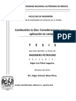 Combustión in Situ Consideraciones para Su Aplicación en Campo (FEX0)