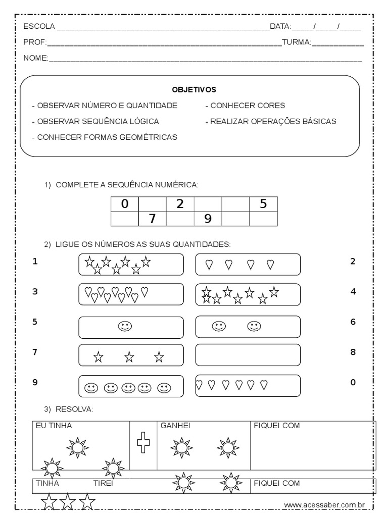 Avaliacao de Matematica 1º Ano | PDF