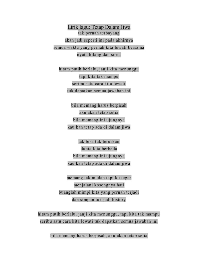Lirik Lagu Hidup Segan Mati Tak Mau Sinta