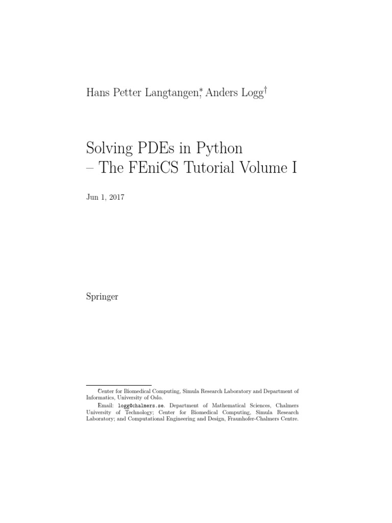 Solving PDEs with FEniCS in Python | PDF | Partial Differential ...