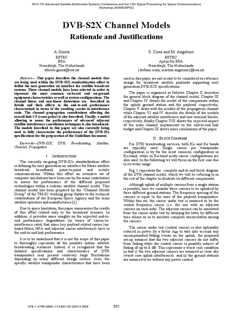 DVB-S2X Channel Models Rationale and Justifications | PDF ...