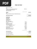 Daily Cash Out Closing Sheet Template | PDF
