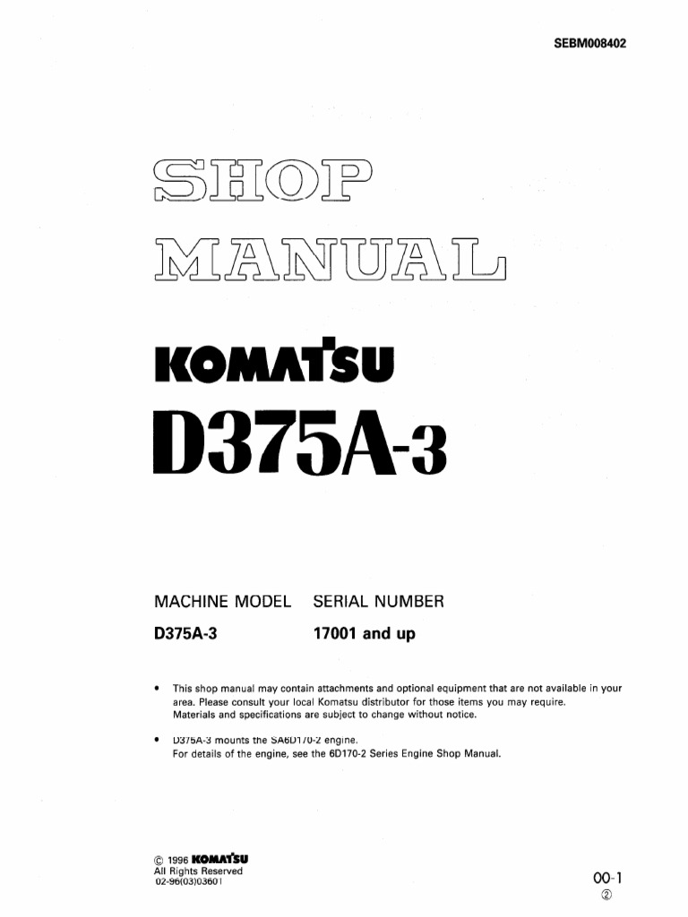 D375A-3 Shop Manual Overview | PDF | Rope | Electrical Connector