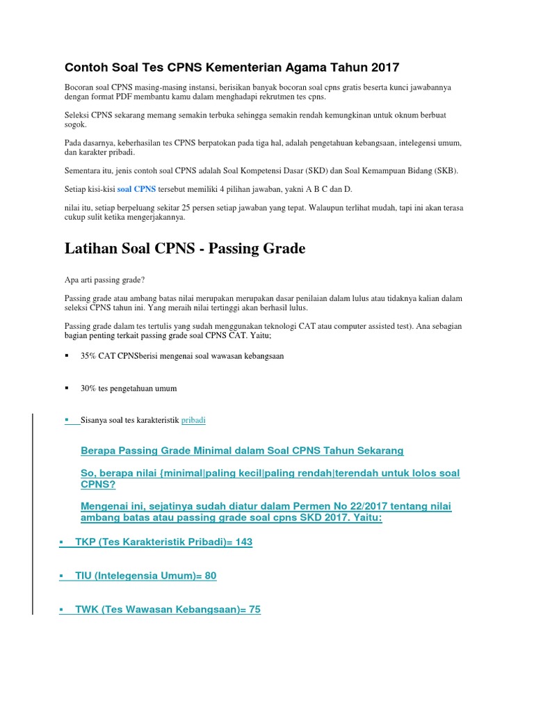 Kisi Kisi Soal Cpns 2017 Dan Kunci Jawaban - Unduh Kisi Kisi Soal Cpns 2017 Dan Kunci Jawaban Terbaru