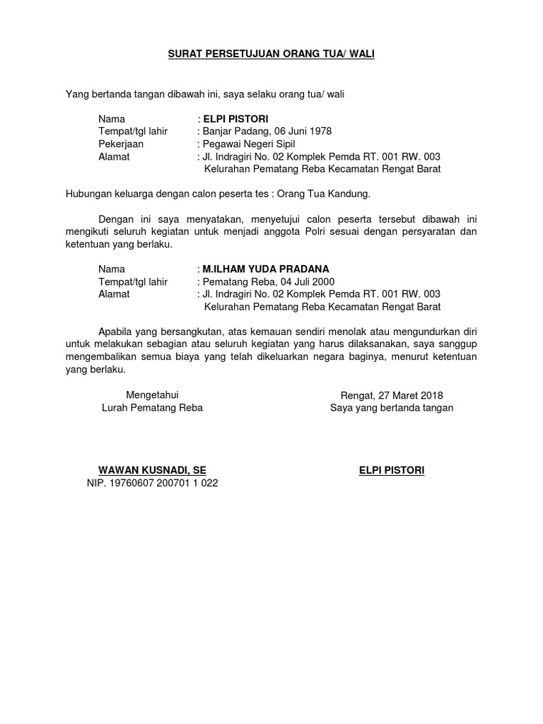 Surat Persetujuan Orang Tua Tes Polisi12