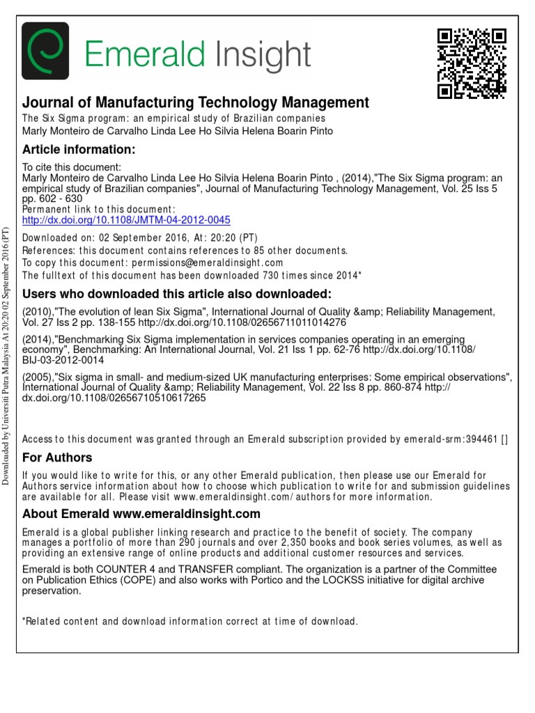 JMTM 04 2012 0045 | PDF | Six Sigma | Strategic Management