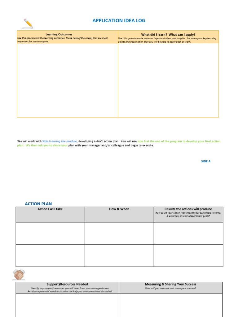 Application Idea Log and Action Plan | PDF | Career & Growth | Finance ...