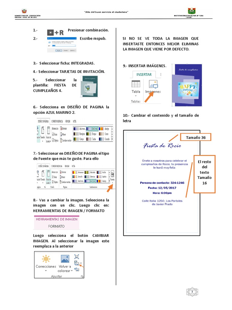Separata para Tarjeta de Invitacion en Publisher | PDF, image size:768x1024