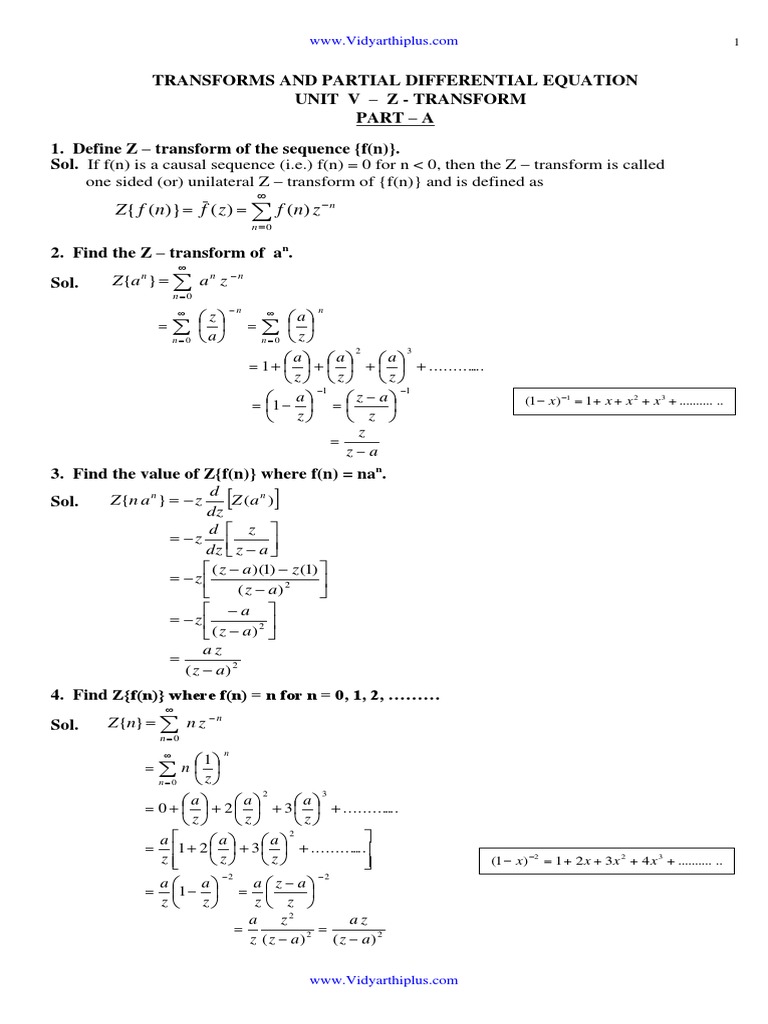 Ma6351 Unit V Z-Transfomrs PDF | PDF | Theorem | Mathematical Proof
