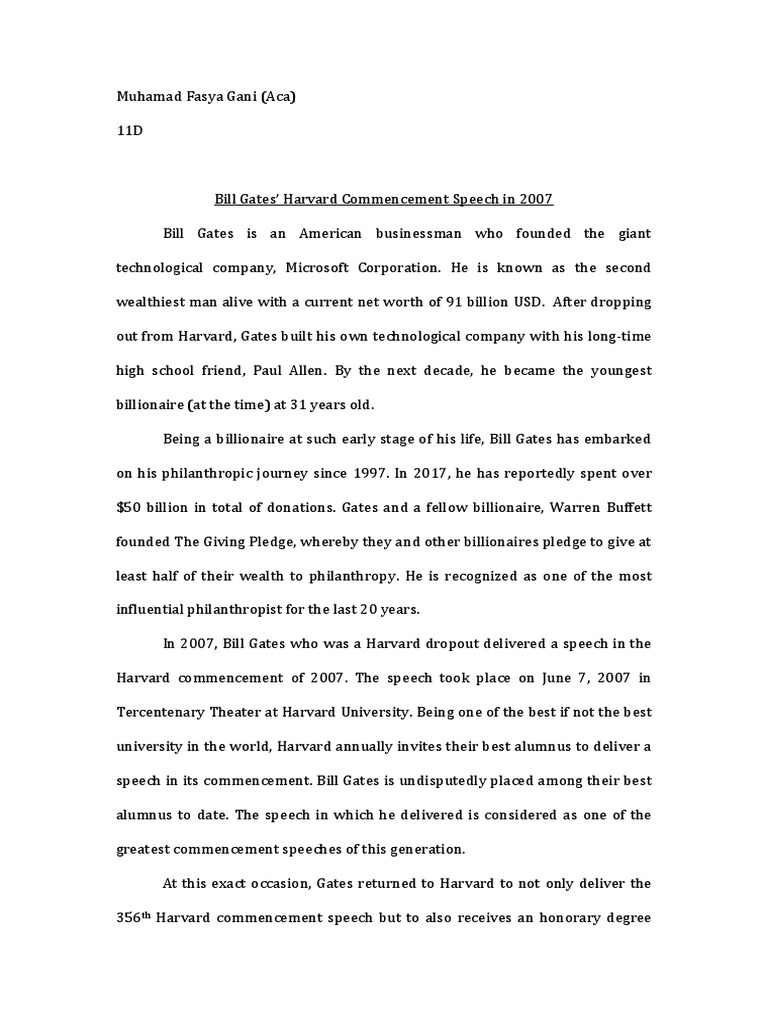 Aca Bill Gates Harvard Speech Revised