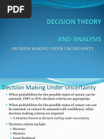 Week 3 Decision Makıng Under Uncertaınıty