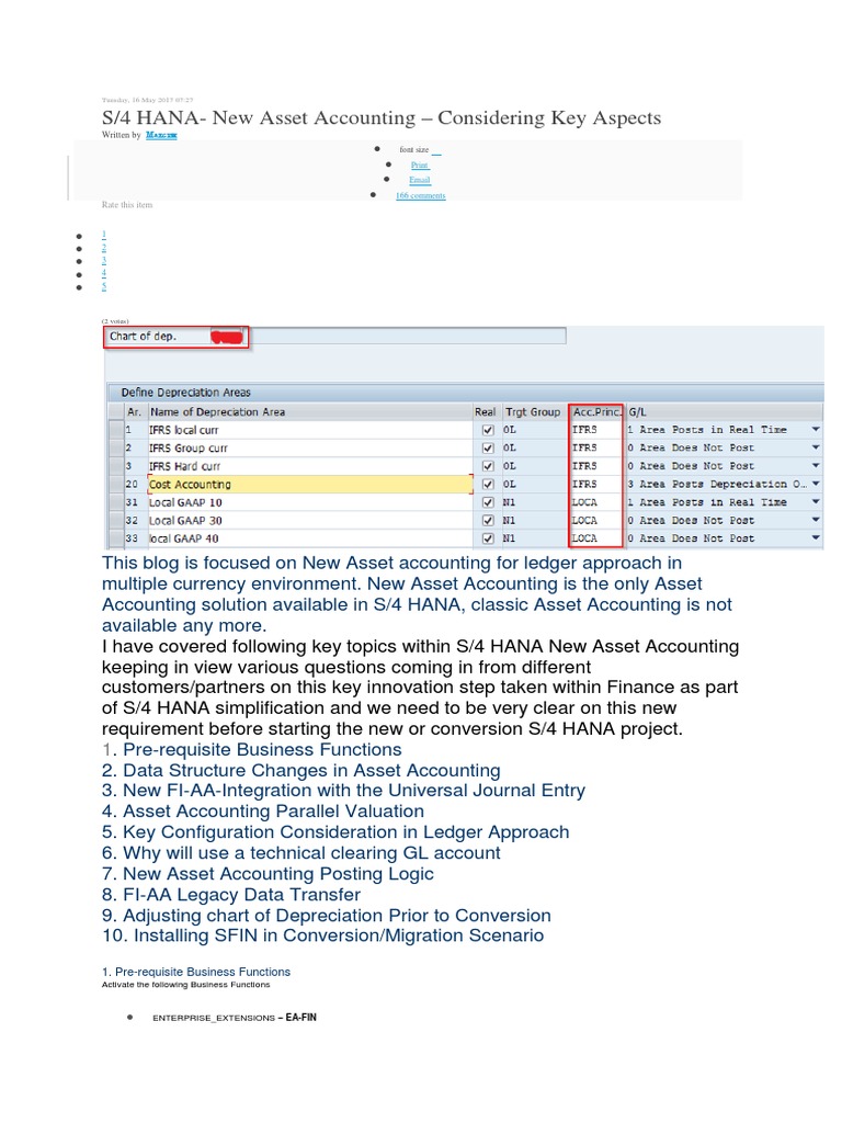 New Asset Accounting in S/4 HANA Guide | PDF | Depreciation | Valuation (Finance)