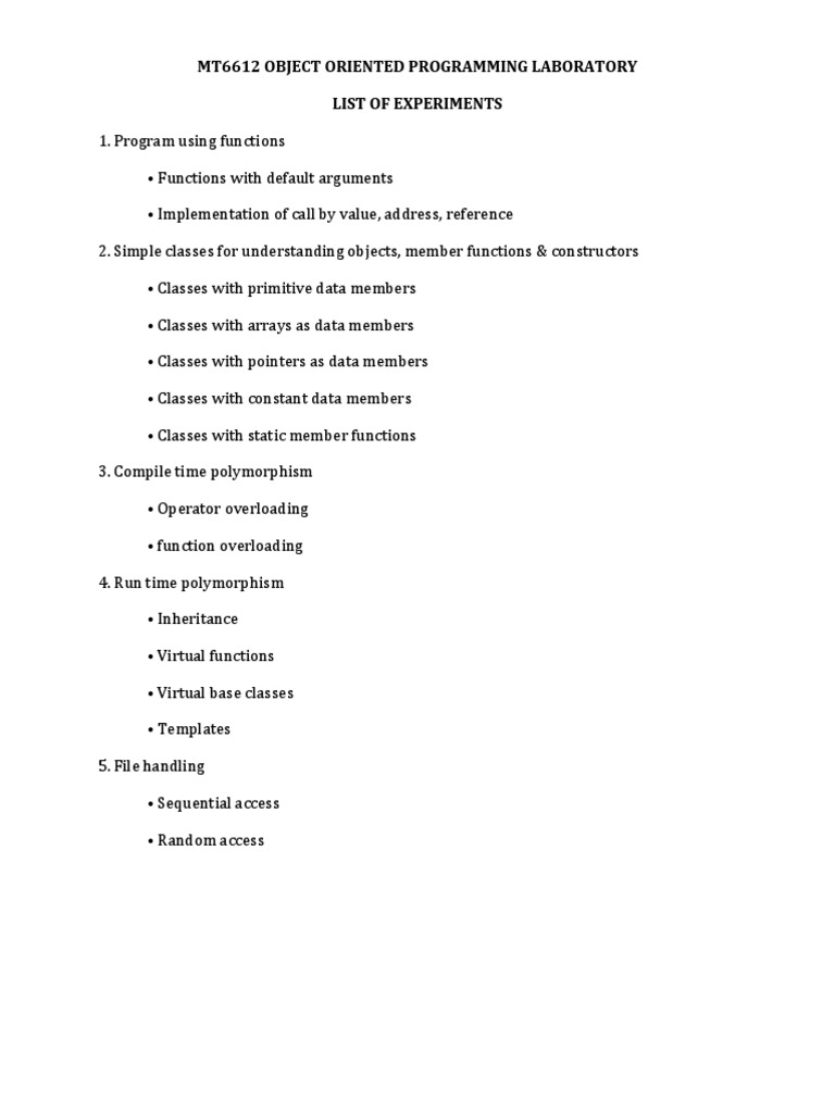 MT6612 OOP Laboratory Experiments Guide | PDF | Art | Computers