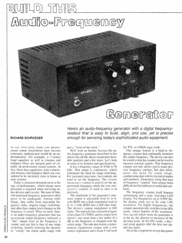 AudioFrequency Generator PDF PDF Printed Circuit Board Frequency