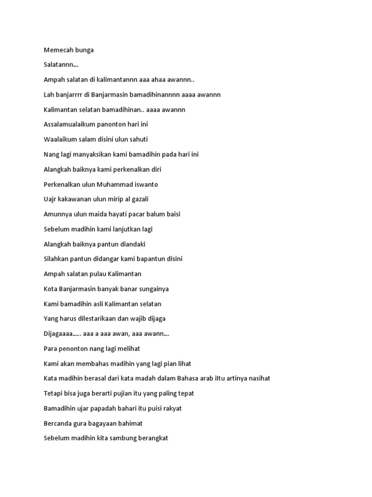 Puisi Cinta Bahasa Banjar Dan Artinya KT Puisi