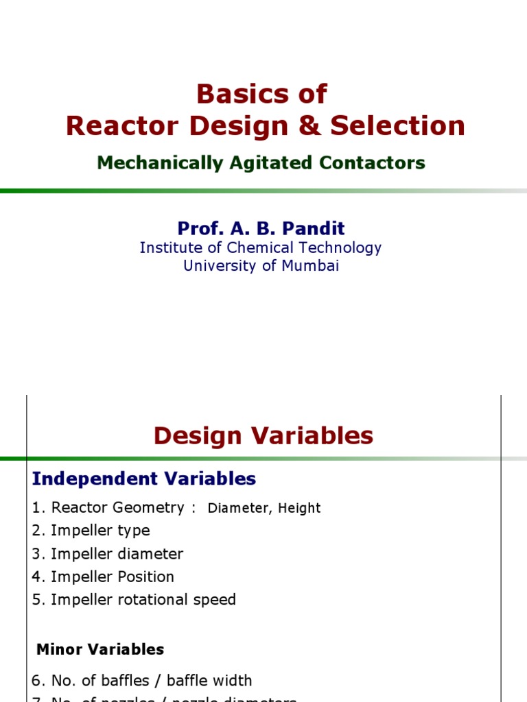 Reactor Design and Impeller Selection Guide | PDF | Heat Exchanger ...