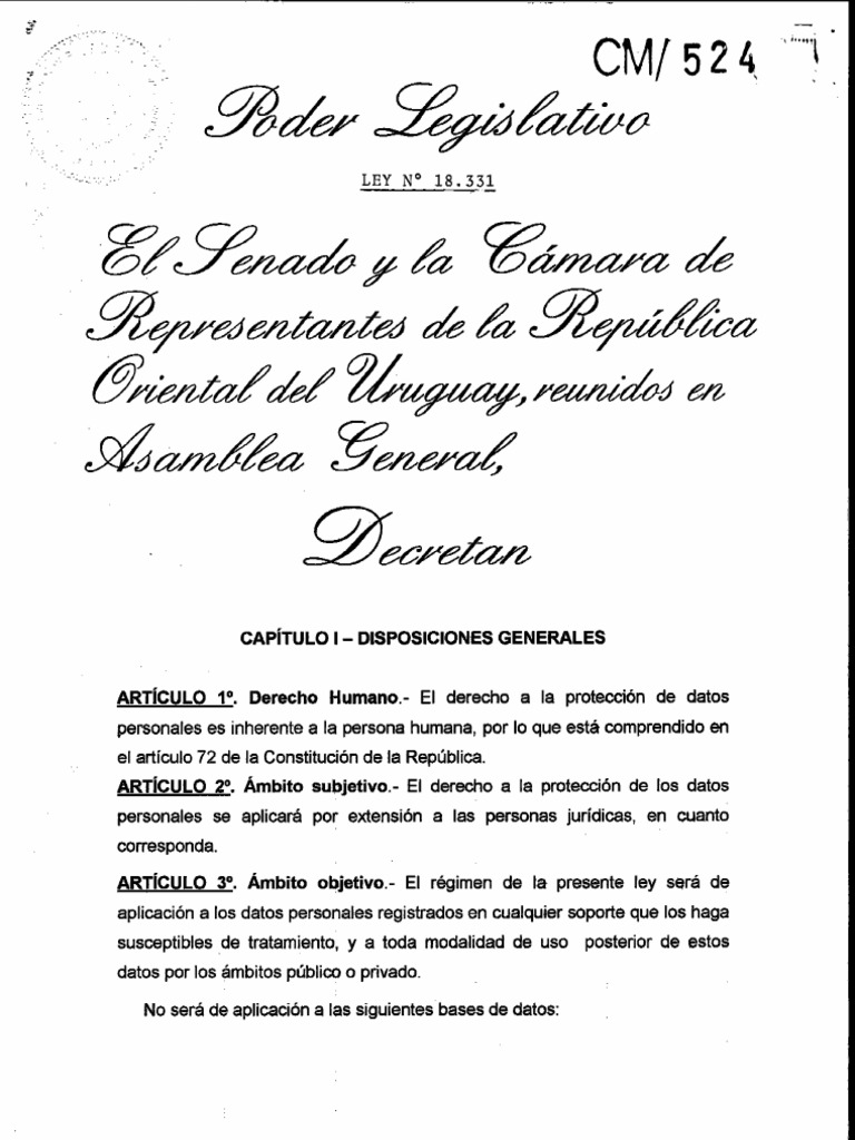 LEY 18331 QUE PROTEGE intelligence overview