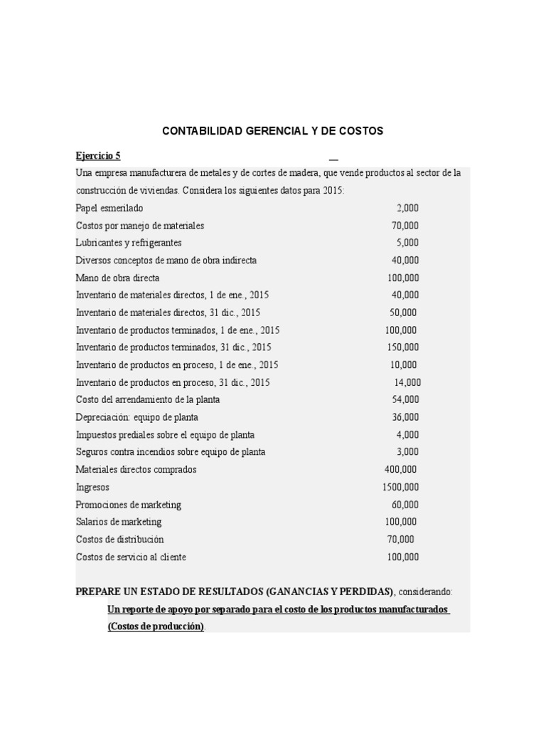 Estado de Resultados y Costos 2015-2004 | PDF | Inventario | Economias
