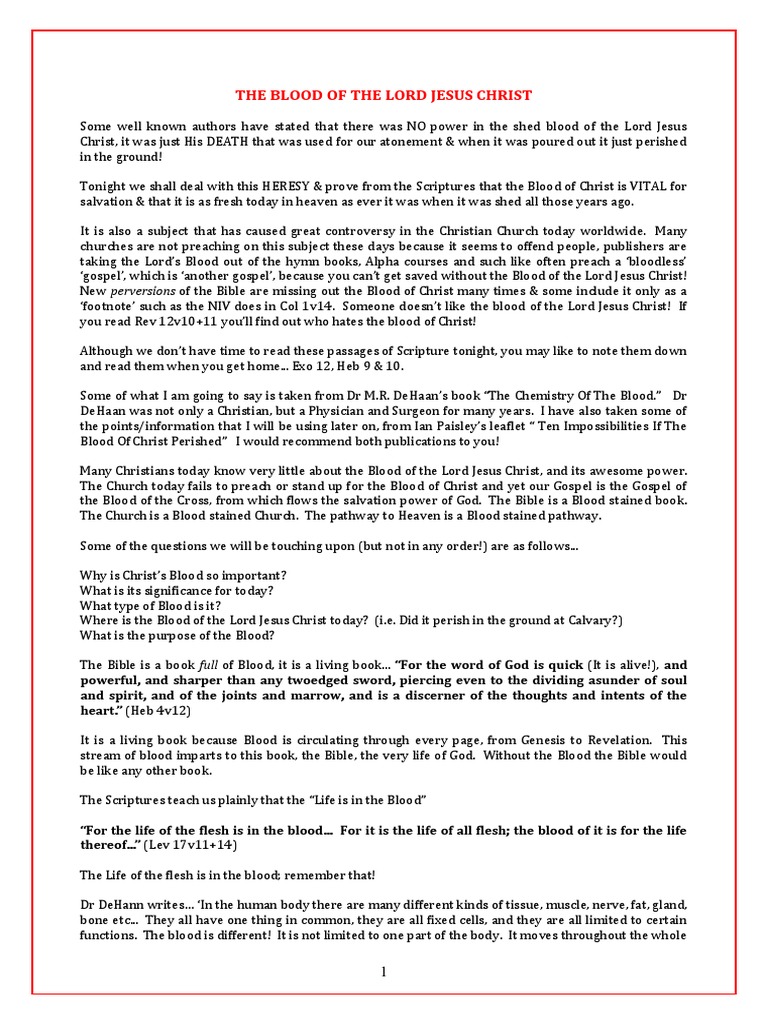 sermon outlines on the blood of jesus christ