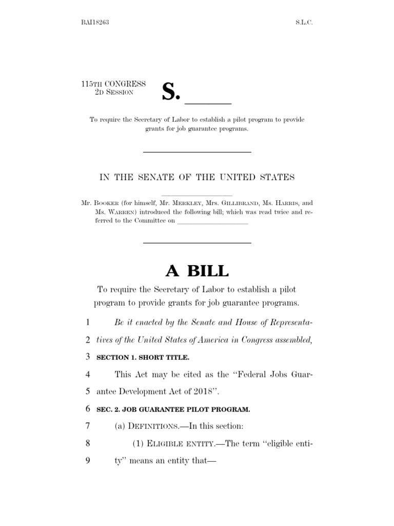 Federal Jobs Guarantee Development Act of 2018 PDF Employment Federal Government Of The