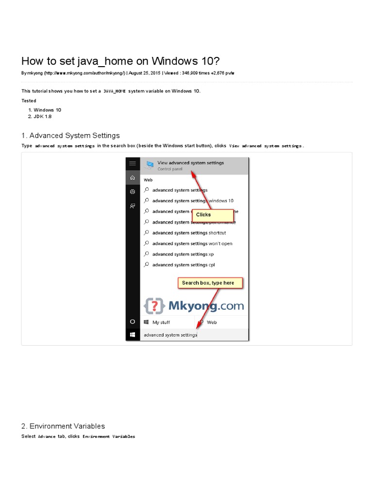How To Set Java - Home On Windows 10 | PDF | Windows 10 | Java ...
