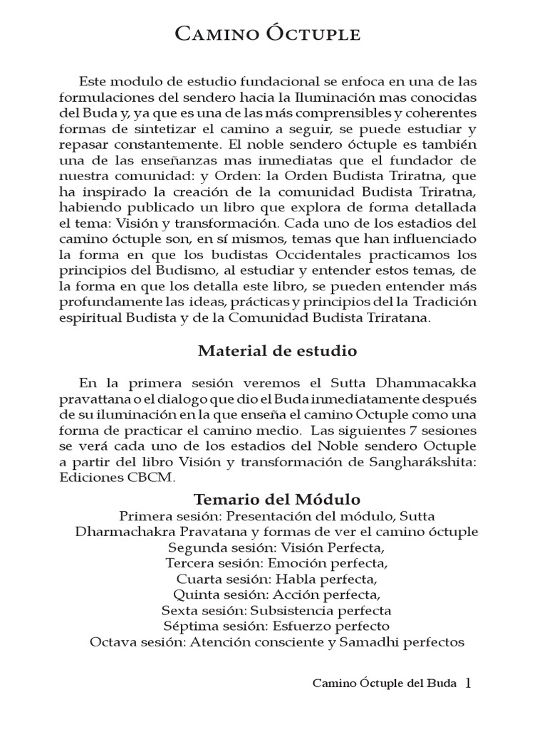 El Noble Camino Óctuple del Buda | PDF | Gautama Buddha | Noble Óctuple ...