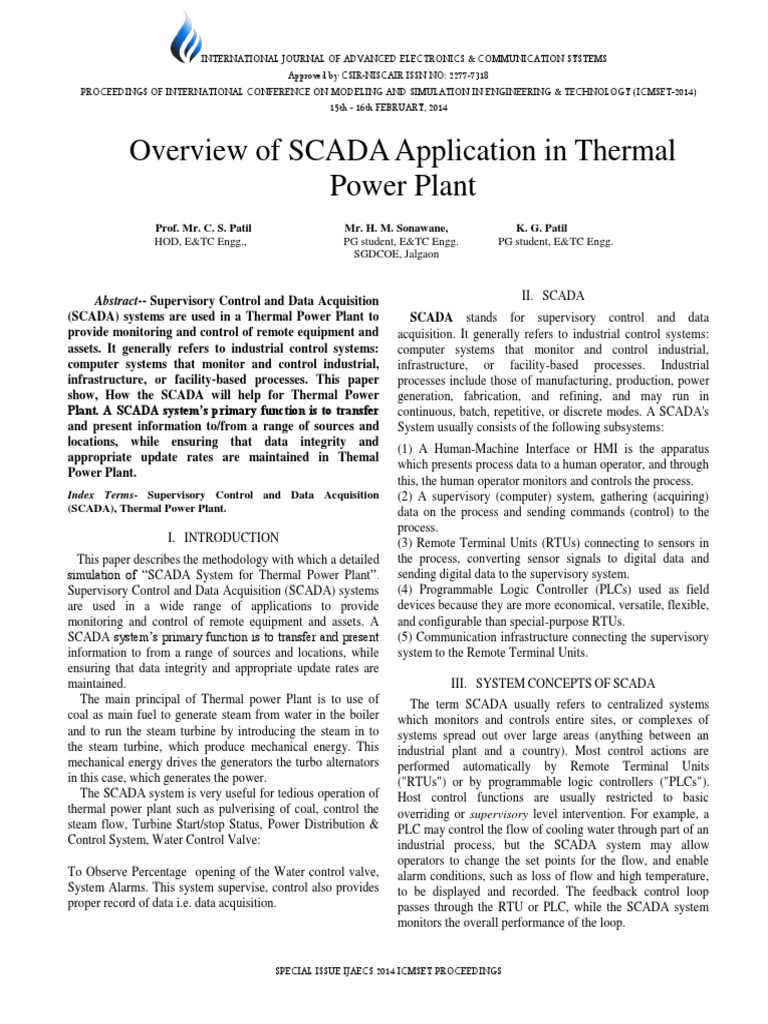 Overview of SCADA Application in Thermal Power Plant | PDF | Scada ...