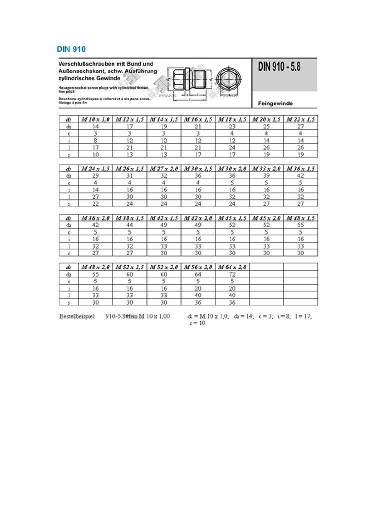 Din 910 Bujão | PDF