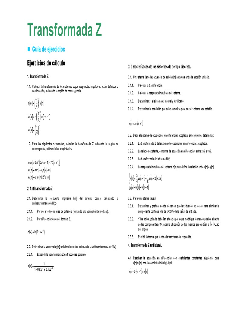 Ejercicios de Transformada Z y Sistemas Discretos | PDF | Vector ...