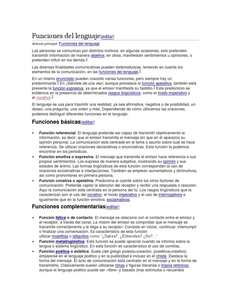 Funciones del Lenguaje y Actividades Asociadas | PDF | Semiótica ...