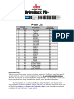 DriveRack PA Preset List PDF