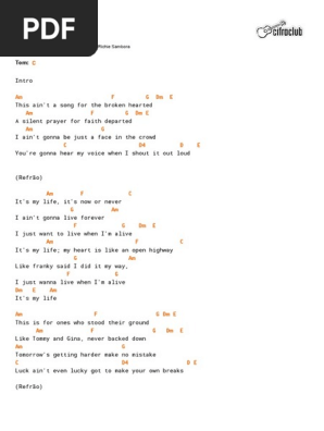 Cifra Club Bon Jovi It S My Life Pdf Musical Compositions Rock Songs