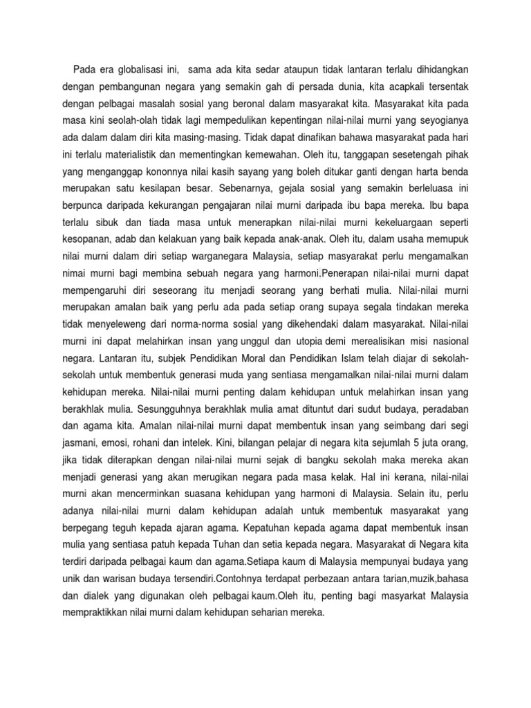 Karangan Berkaitan Nilai Murni Pdf