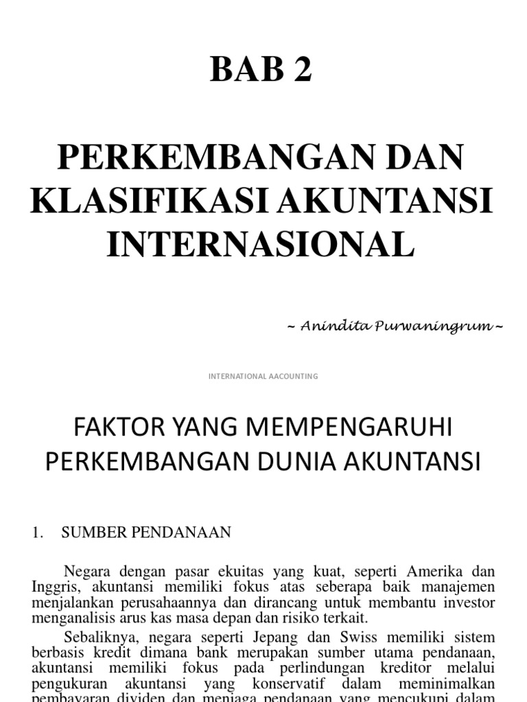 Akuntansi Internasional Bab 2 Perkembangan Dan Klasifikasi Pptx