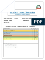 MCT/MST Lesson Observation: Feedback To Student Teacher