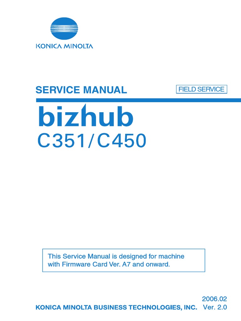 Bizhub c 351 Service Manual | Electrical Connector | Ac Power Plugs And