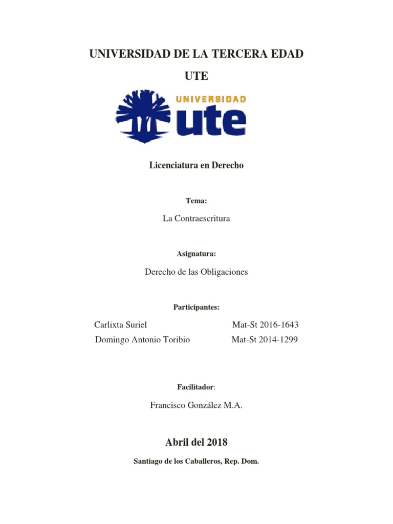 La Contraescritura en Derecho Civil | PDF | Evidencia (ley) | Bienes (Ley)