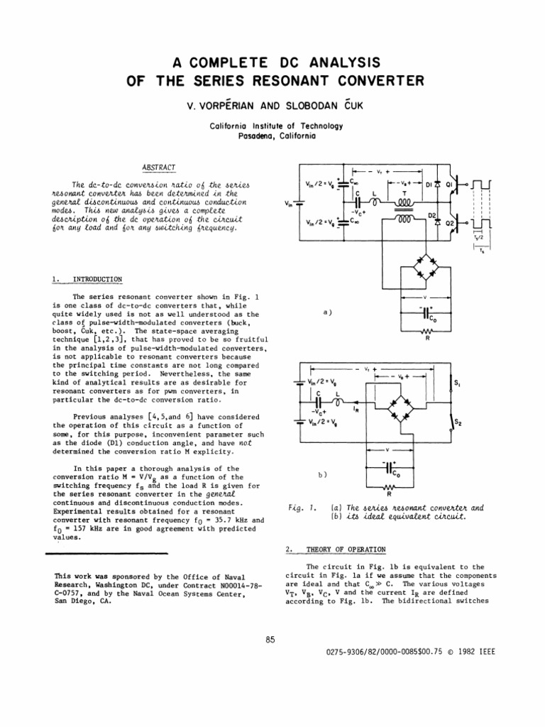 A Complete DC Analysis of The Series Resonant Converter | PDF ...