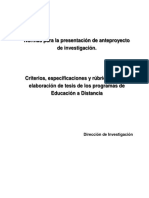 Normas y Criterios para Anteproyectos y Tesis Investigacion Uca Maestria y Doctorado - 2018
