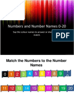 Numbers and Number Names 0-20: Say The Colour Names To Answer or Draw Lines To Match