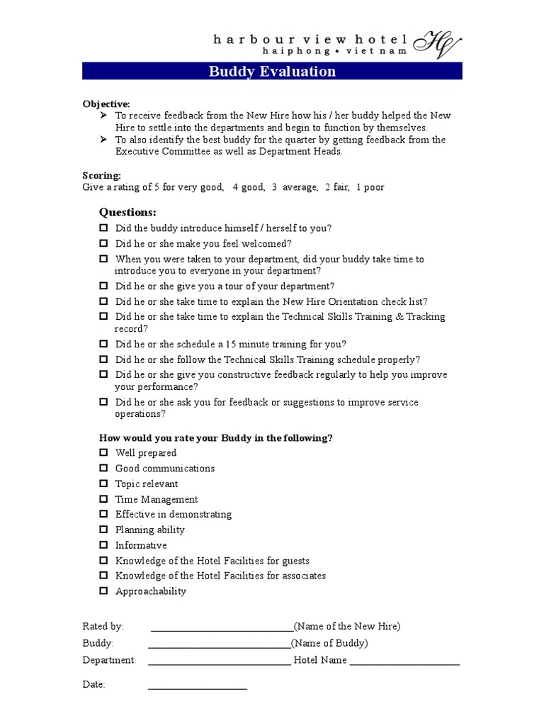 Buddy Evaluation Feedback Form-HVH | PDF
