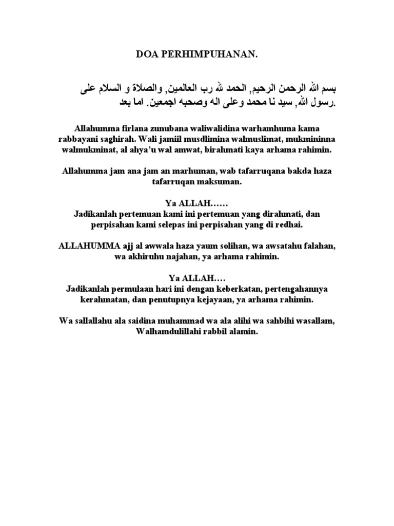 Doa Perhimpuhanan Pdf