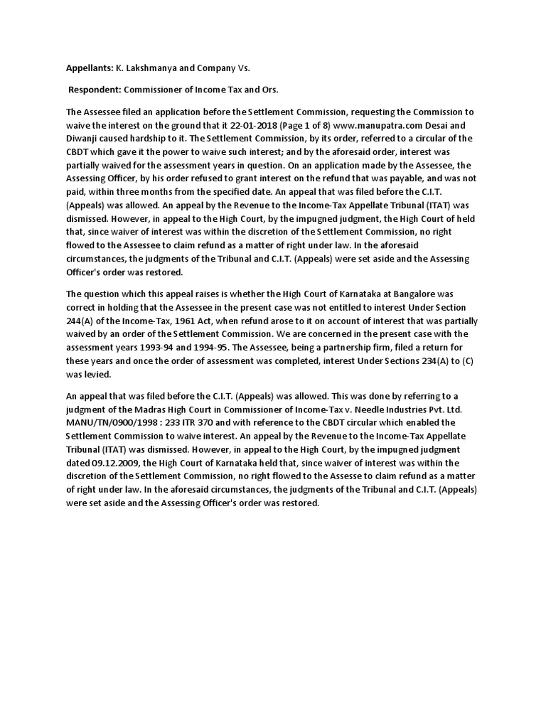 Summary Appeal Judgment (Law)