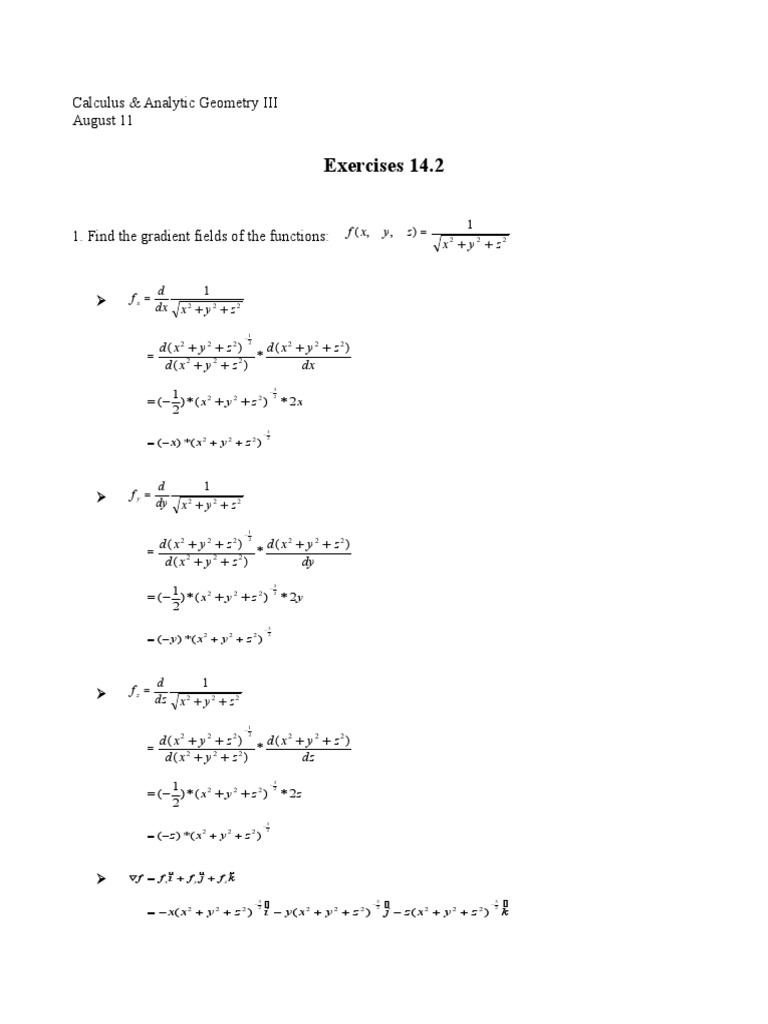 Gradient Fields and Work Calculations | PDF | Mathematical Analysis ...