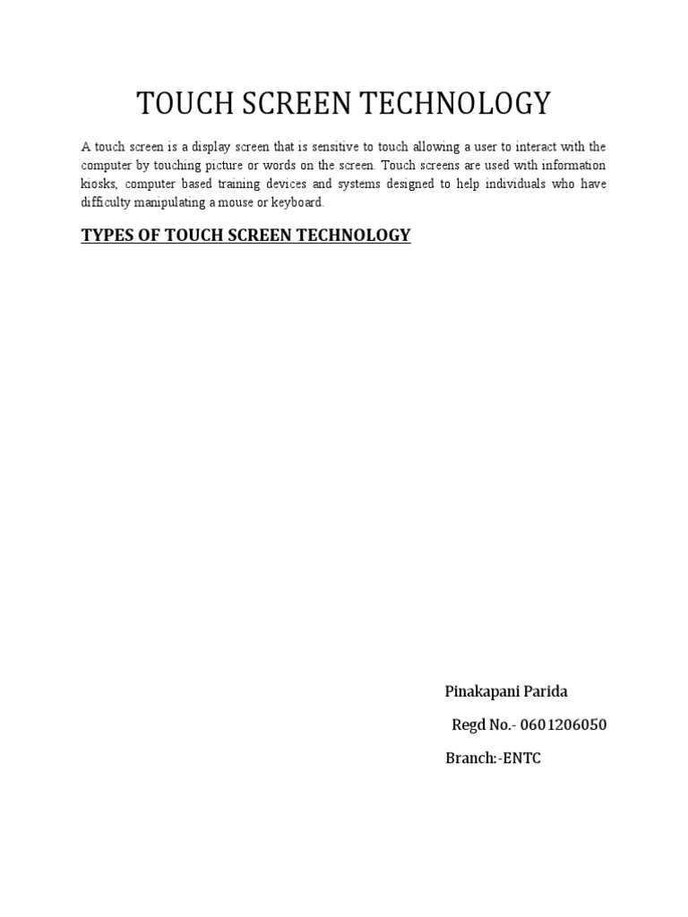 Overview of Touch Screen Technology | PDF | Business