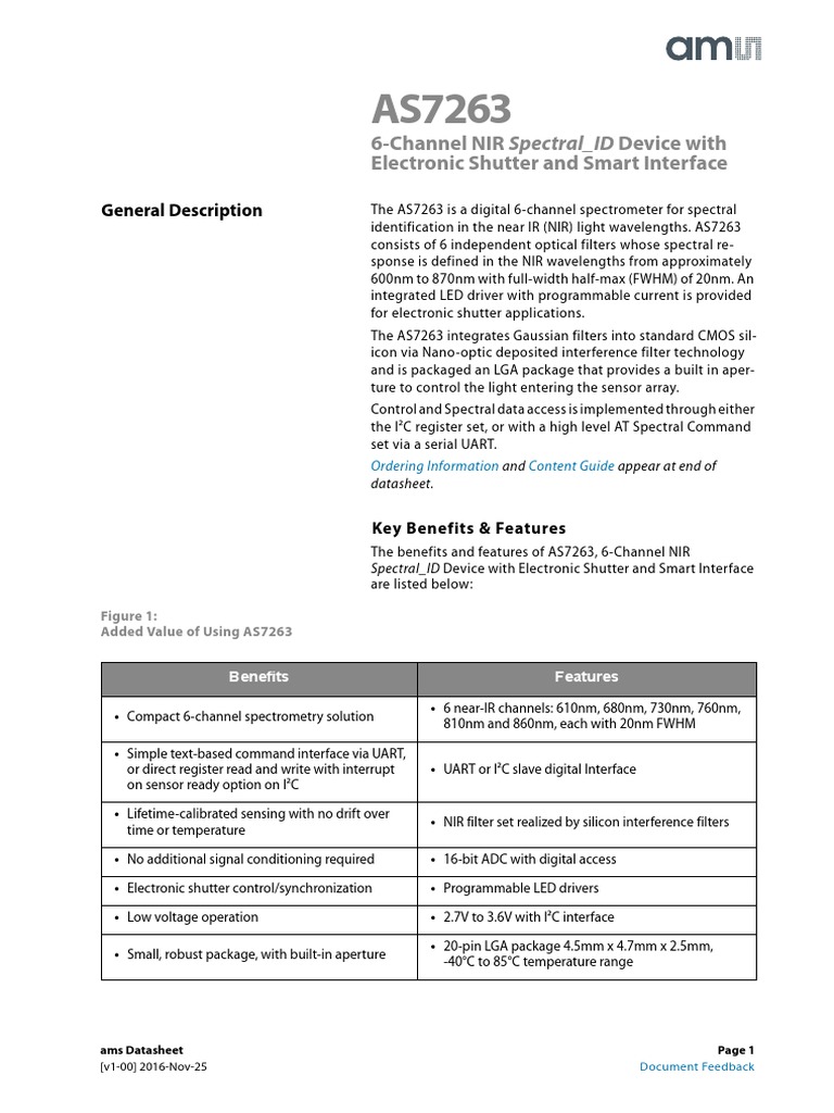 As7263 DS000476 1-00 | PDF | Light Emitting Diode | Electrostatic Discharge
